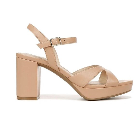 LifeStride Last Dance 4 Ankle Strap Tan Block Heels Women's Size 11W New - Picture 4 of 11